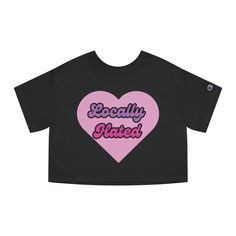 If you love Y2K inspired graphic tees try out our new "Locally Hated" graphic slogan tee! This is made of 100% cotton. Size down for a tighter fit like the OG 2000s girlies; Paris Hilton and Lindsay Lohan. We ship worldwide! Please keep in mind that shipping time varies on location. These graphic tees are a perfect gift for the person with a passion for fashion! .: 100% cotton jersey .: Medium fabric (7.0 oz /yd² (240 g/m .: Modern cropped fit .: Sewn-in label .: "C" logo on the left sleeve for Cotton Cropped T-shirt With Graphic Design For Streetwear, Relaxed Fit Heart Graphic Tops For Streetwear, Pink Heart Graphic T-shirt For Streetwear, Slogan Cropped T-shirt With Relaxed Fit For Streetwear, Graphic Tee With Heart Graphic For Streetwear, Y2k Graphic Print Tops For Fan Merchandise, Pop Culture Short Sleeve Top With Slogan, Pop Culture Slogan Tops With Relaxed Fit, Pop Culture Short Sleeve Slogan Top