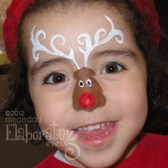 Reindeer Face Paint, Eye Face Painting, Christmas Fair Ideas, Elf Face, Painting Face, Painting Cute