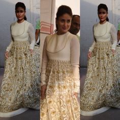 Kareena Kapoor in Rohit Bal Anarkali Rohit Bal Anarkali, Off White Floor-length Bollywood Anarkali Set, Kareena Kapoor Kurti, Sabyasachi Gown, Kareena Kapoor Traditional Outfits, Kareena Kapoor Gowns, Indian Reception Outfit, Pakistani Bridal Lehenga, Eid Fashion