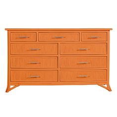 an orange dresser with six drawers