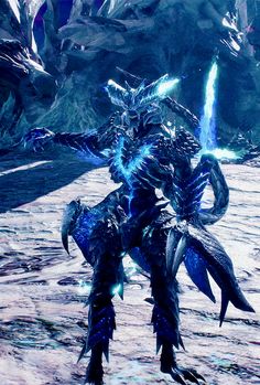 an image of a demonic creature in the middle of a video game scene with ice and snow