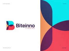 the logo for biteinno turbine is shown in two different colors, one blue and one red