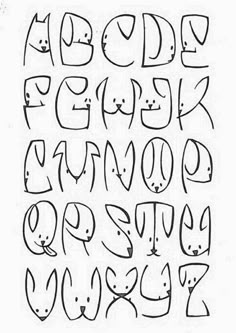 the letters and numbers are drawn in black ink on white paper, each with different shapes