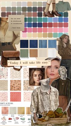 Warm and muted color palette, outfit ideas, makeup ideas, guide to prints, and accessories for a soft autumn palette Smart Casual Women Outfits, Dramatic Classic, Autumn Decorating, Warm Colour Palette, Soft Autumn