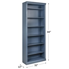 the standard bookcase is shown with measurements