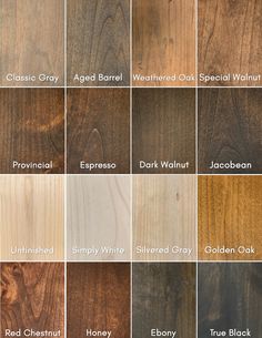 the different types and colors of wood