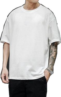 Basic Summer T-shirt For Streetwear, Casual Plain T-shirt For Spring, Urban Style Solid Color Summer Top, Urban Solid Color Summer Tops, Casual Solid T-shirt With Graphic Print, Urban Summer Tops, Urban Crew Neck T-shirt For Summer, Casual Plain Cotton T-shirt, Urban Style Solid Color Short Sleeve Tops