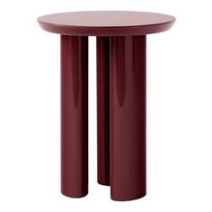 two red round tables sitting next to each other