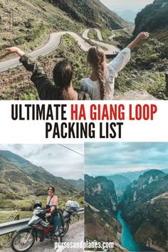 two people on a motorcycle with the text ultimate ha gang loop packing list overlay