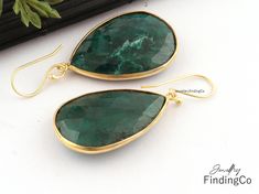 This Gemstone Earring from JewelleryfindingCo is a charming accessory that will make a great gift for any occasion, whether it be Mother's Day, Christmas, a wedding, anniversary, birthday or Valentine's Day. Product Description - Elevate your jewelry collection with these stunning emerald bezel earrings, gracefully set in a luxurious gold-plated frame. The deep green of the emerald gemstones exudes a rich, vibrant energy, perfectly complemented by the warm glow of the gold. Designed with a sleek Bezel Earrings, Vibrant Energy, Earrings Green, Emerald Earrings, Emerald Gemstone, Natural Emerald, Deep Green, Teardrop Earrings, Gemstone Earrings