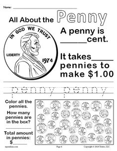 FREE All About Coins! 4 Printable Money Worksheets – SupplyMe Coin Worksheets, Word Tracing