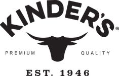 the logo for kinder's premium quality meats, which has been sold