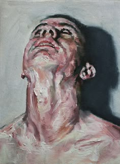 a painting of a man with his eyes closed