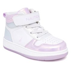 PRICES MAY VARY. Stylish Kids Fashion High Top Sneaker: These sneakers are designed to keep your kids looking stylish and on-trend. Secure Fit with Bungee Strap: The bungee strap ensures a secure fit, making it easy for kids to put on and take off these high-top sneakers. Padded Sock for Comfort: These high-top sports shoes feature a padded sock that provides exceptional comfort, making them ideal for all-day wear. Long-Lasting Comfort and Superior Cushioning: Nautica's high-top basketball shoes Sporty High-top Sneakers For Playtime, White High-top Sneakers For Playtime, Pastel High-top Sneakers With Rubber Sole, Pink High-top Sneakers For Playtime, Toddler Nike High Tops, Stylish Kids Fashion, High Top Basketball Shoes, Ankle Support, Elastic Laces