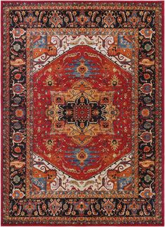 Surya Serapi SRP-1001 | Rug Studio Serapi Rug, Updated Traditional, Surya Rugs, Rug Direct, Red Area Rug, Pile Rug, Blue Ivory, Indoor Area Rugs, Rug Store