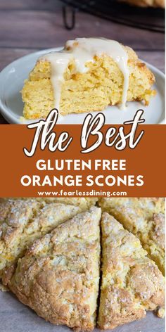 the best gluten free orange scones with icing on top and in front