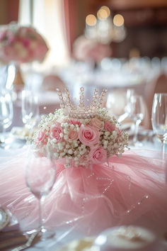 36 Elegant Baby Shower Centerpieces Designs Fit for a Prince or Princess Baby Shower Centerpiece Ideas, Royalty Baby Shower, Pink Princess Baby Shower, Fairytale Baby Shower, Princess Centerpieces, Baby Shower Princess Theme, Girl Baby Shower Centerpieces, Baby Shower Table Centerpieces