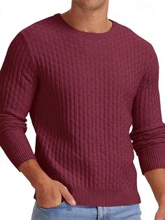 Herren Pullover Strickpullover Gerippt Stricken Standard Strick Glatt Viertel Postleitzahl Modisch Basic Freizeitskleidung Verabredung Bekleidung Herbst Winter Schwarz Rot S M L 2024 - $27.99 Casual Knitted Burgundy Sweater, Casual Burgundy Knitted Sweater, Burgundy Knit Long Sleeve Sweater, Cozy Burgundy Knit Sweater, Long Sleeve Burgundy Knit Sweater, Red Crew Neck Sweater With Textured Knit, Red Textured Knit Crew Neck Sweater, Casual Red Textured Knit Sweater, Red Cotton Cable Knit Sweater