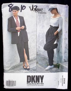 Vogue Designer DKNY Donna Karan sewing Pattern 2938 jacket, skirt, pants sizes 8, 10, 12, by FindersofKeepers, $12.97 free US shipping at Etsy 10773 Sew Ideas, Sewing Patterns For Women, Skirt And Pants, Patterns Dress, 1980's Fashion, 80's Fashion, Vintage Cloth