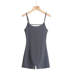 Olivia Mark - Sleek Sweetheart Strap Jumpsuit with Short Bodycon Design, perfect for Casual and Sports Shorts Summer Gym Bodysuit With Built-in Bra, Fitted Gray Activewear For Summer, Sporty Fitted Jumpsuits And Rompers For Summer, Sporty Fitted Jumpsuits For Summer, Stretch Jumpsuits And Rompers For Summer Sports, Summer Workout Jumpsuits And Rompers With Stretch, Summer Workout Stretch Jumpsuits And Rompers, Summer Workout Stretch Jumpsuit, Sporty Seamless Jumpsuits And Rompers For Summer