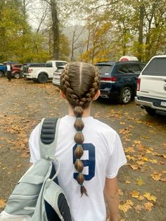 #gameday #gamedayhairstyle French Braid With Ponytail, Easy Sports Hair, Game Day Braids, Gameday Hair, Athletic Hair, Basketball Hair, Football Hairstyles, Cool Brown Hair, Cute Volleyball Hairstyles