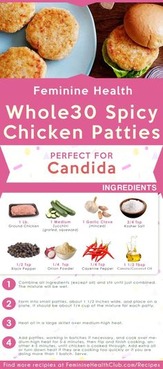 an advertisement for chicken patties with the words, female health whole 30 spicy chicken patties