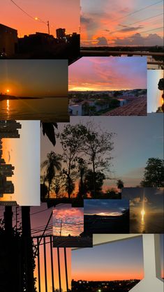 multiple photos of different sunsets Sun Collage, Sunset Collage, Blue Sky Photography, Random Clicks