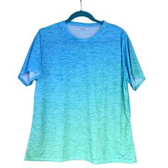 This Shirt From Temu Is Size Xl And Is New Without Tags, Never Worn. Blue Green Space Dyed. Poly. Bust, 22; Length, 26''. Casual Blue Bleached Top, Casual Bleached Blue Top, Casual Hand Dyed Blue Top, Blue Hand Dyed Crew Neck Top, Blue Relaxed Fit Bleached T-shirt, Relaxed Fit Blue Bleached T-shirt, Blue Hand Dyed Short Sleeve T-shirt, Hand Dyed Blue Short Sleeve T-shirt, Casual Ombre Cotton Tops