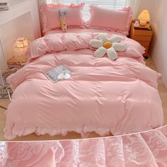 PRICES MAY VARY. ★ 3 Piece Duvet Cover：The pink duvet cover including : 1 *Queen Duvet Cover: 90 X 90 inches +2 * Pillow Shams: 20 X 26 inches,NO Including Comforter! ★ Lace Ruffled Design: Lace Ruffled design on the edge of duvet cover and pillowcases ,charming appeal to your bedroom décor.This gorgeous lace princess duvet cover sets will fill your bedroom with romance and sweetness. ★ Polyester Material:Soft, 100% polyester microfiber construction,wrinkle-resistant fabric.Breathable, Comfortab Girls Pink Bedding, Shabby Chic Duvet, Large Duvet Covers, Lace Bedding Set, Ruffle Duvet Cover, Pillow Case Bed, Pink Duvet, Kids Duvet, Girls Bedding Sets