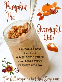 pumpkin pie overnight oats recipe in a jar