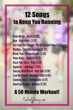 a poster with the words 12 songs to keep you running