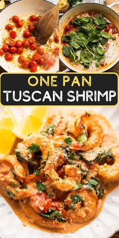 one pan tuscann shrimp with spinach and tomatoes