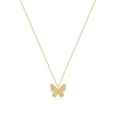 Introducing our exquisite "Butterfly Pendant Necklace", a dazzling piece that gracefully captures the essence of beauty and freedom. This enchanting necklace features a delicate butterfly pendant, meticulously crafted in 14k gold vermeil or rhodium plated sterling silver, radiating elegance and sophistication. The butterfly is a symbol of transformation and metamorphosis and symbolizes the endless possibilities life has to offer. This necklace serves as a reminder to embrace change and growth, just like a butterfly emerges from its cocoon and spreads its wings to explore the world. Designed with attention to detail, the butterfly pendant showcases intricate textures, adding depth and allure to the overall design. Its vibrant golden hue beautifully complements any outfit, making it an ideal Delicate Yellow Gold Butterfly Pendant Necklace, Fine Jewelry Butterfly Charm Necklace, Yellow Gold Butterfly Necklace With Butterfly Clasp, Delicate Yellow Gold Butterfly Charm Necklace, Fine Jewelry Yellow Gold Butterfly Necklace, Delicate Yellow Gold Necklace With Butterfly Charm, Minimalist Yellow Gold Butterfly Necklace, Delicate Yellow Gold Butterfly Necklace With Delicate Chain, Delicate Yellow Gold Butterfly Necklace