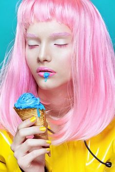 #pink ☮k☮ #rosa Pink Hair Dye, Pastel Pink Hair, Hair Color Pink, Foto Art, Art Pop, Pink Lips