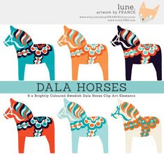 the dala horses are all different colors