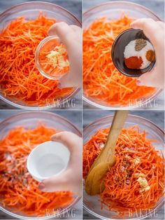 steps to make shredded carrots in a bowl