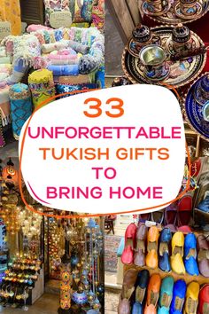 there is a sign that says 33 unforgettable turkish gifts to bring home