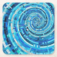 a blue mosaic tile design coaster