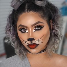 Plus Size Cat Costume, Cat Lips Makeup, Cat In The Hat Makeup Woman, Cat Halloween Makeup For Women, White Cat Makeup, Cat In The Hat Makeup, She Devil Makeup, Cat Makeup Look, Cat Costume Makeup