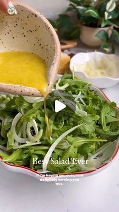 Healthy Living on Instagram: "🌟 The BEST Salad You'll Ever Make! 🌟

This simple and stunning Arugula & Fennel Salad by @foodmymuse is a crowd-pleaser every time you host. And that lemony dressing? You'll want to eat it by the spoonful 🍋✨. Full recipe below 👇

---

Ingredients:

5 oz container arugula

1 fennel, shaved

1/3 cup freshly grated parmigiano reggiano (+ extra for shaving)

2 large lemons, juiced (save the zest of 1)

1/3 cup + 2 tbsp olive oil

1.5 tbsp honey

1.5 tsp Dijon mustard

Salt to taste (seasoned salt works great!)

---

Directions:

1️⃣ Make the Dressing: Combine grated parmigiano, zest of 1 lemon, juice of 2 lemons, honey, Dijon mustard, salt, and olive oil. Whisk until smooth and let sit for 15-20 minutes to develop flavor.

2️⃣ Prep the Fennel: Shave the fennel Lemony Dressing, Best Salads Ever, The Best Salad, Honey Dijon, Fennel Salad, Best Salad, Seasoned Salt, Parmigiano Reggiano, Crowd Pleaser