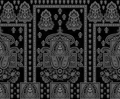 a black and white wallpaper with ornate designs