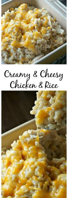 creamy and cheesy chicken and rice casserole is an easy dinner recipe