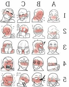 the steps to drawing an anime character's face and head with different facial expressions