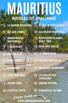 the map for mauritus bucket list challenge