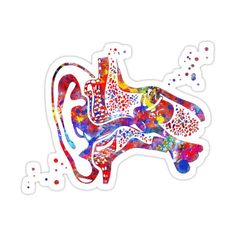 a colorful sticker with an abstract design on it