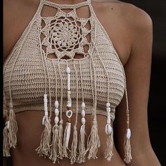 Bohemian Schick, Crop Top Styles, شال كروشيه, Boho Crop Tops, Mode Boho