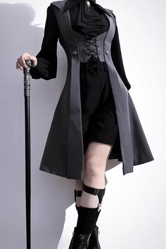 Black/Grey Dark Night Overture Gothic Vintage Ouji Fashion Lolita Vest – LolitaInside Dark Blouse, Ouji Fashion, Knight Outfit, Concept Clothing, Gilet Long, Long Vest, Long Vests, Fashion Inspiration Design