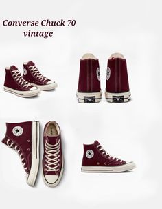 Wine Red Converse, Dark Red Converse Outfit, Dark Red Converse, Converse Maroon, Converse Colors, Converse Chuck 70 Vintage, Burgundy Converse, Maroon Converse, Cute Converse