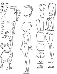 an outline drawing of different types of clothes