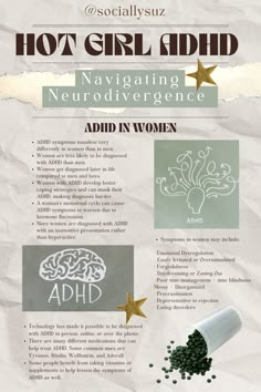 Adhd in women: Navigating Neurodivergence Hyperactive Aesthetic, Inattentive Add Women, Add In Women, Neurodivergent Aesthetic, Add Aesthetic, Mental Health Facts, Support Women, Attention Deficit, Executive Functioning